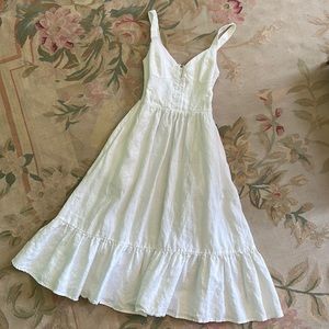 REFORMATION white linen corset midi dress 0
